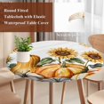 thumbnail image 4 of Orange Pumpkin Fall Round Tablecloth, Fitted Table Cover with Elastic for 55"-60" Round Tables, Thanksgiving Sunflower Botanical Table Cloth Outdoor Indoor Dinning Party Waterproof Tablecloths, 4 of 7
