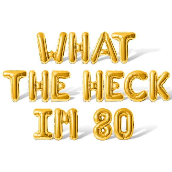 Letter Balloons - WHAT THE HECK IM 80 16" Inch Alphabet Letters Foil Mylar Balloon 80th Birthday Party Banner (Gold)