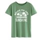 thumbnail image 1 of Camiseta con estampado de letras Camiseta minimalista con cuello redondo y manga corta informal holgada de moda para primavera y verano Verde claro (letras blancas) M, 1 of 5