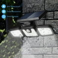 thumbnail image 2 of Foco solar LED de 2 focos, luz exterior de 70 LED con sensor de movimiento y 3 cabezales, foco solar exterior de 2 lúmenes, entrada de luz solar exterior amarilla cálida IP67, 2 of 5