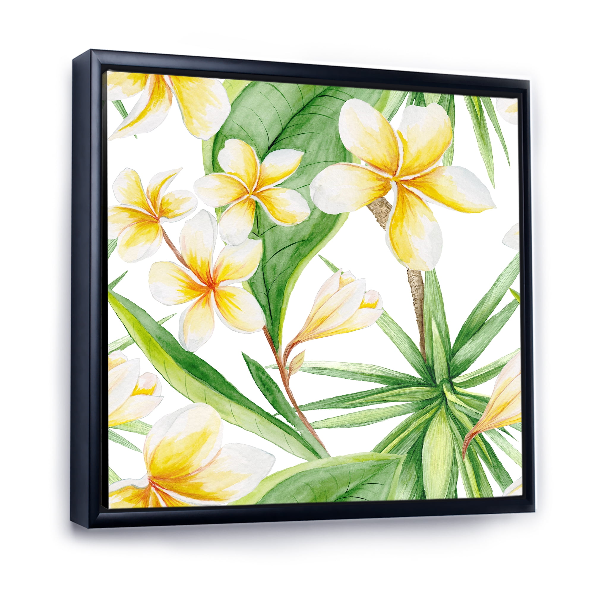 Designart 'Yellow Flowers and Tropical Foliage X' Traditional Framed Canvas Wall Art Print