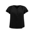 thumbnail image 4 of GRACE & GRANDEUR Women's Plus Size Blouses V Neck Ruffle Short Sleeve Pleated Button Decor Casual Loose Fit Tops 2X Black, 4 of 5