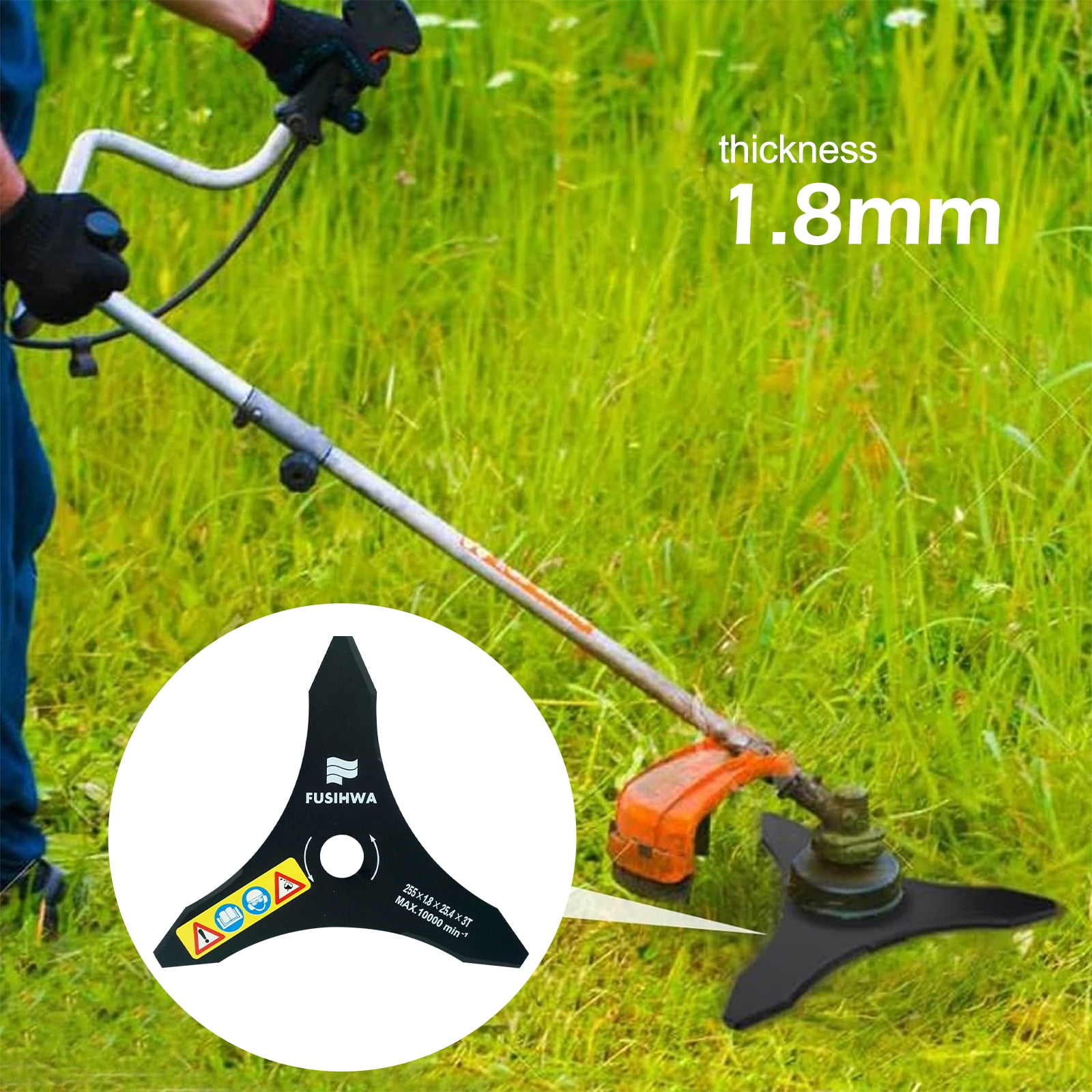 3-Set 10" x 3 Teeth Carbon Steel Brush Cutter Blade for Weedeater, Weed Eater Trimmer Blade Attachment for 25.4mm or 20 mm Arbor Compatible with Stihl,Husqvarna, Ego, and More