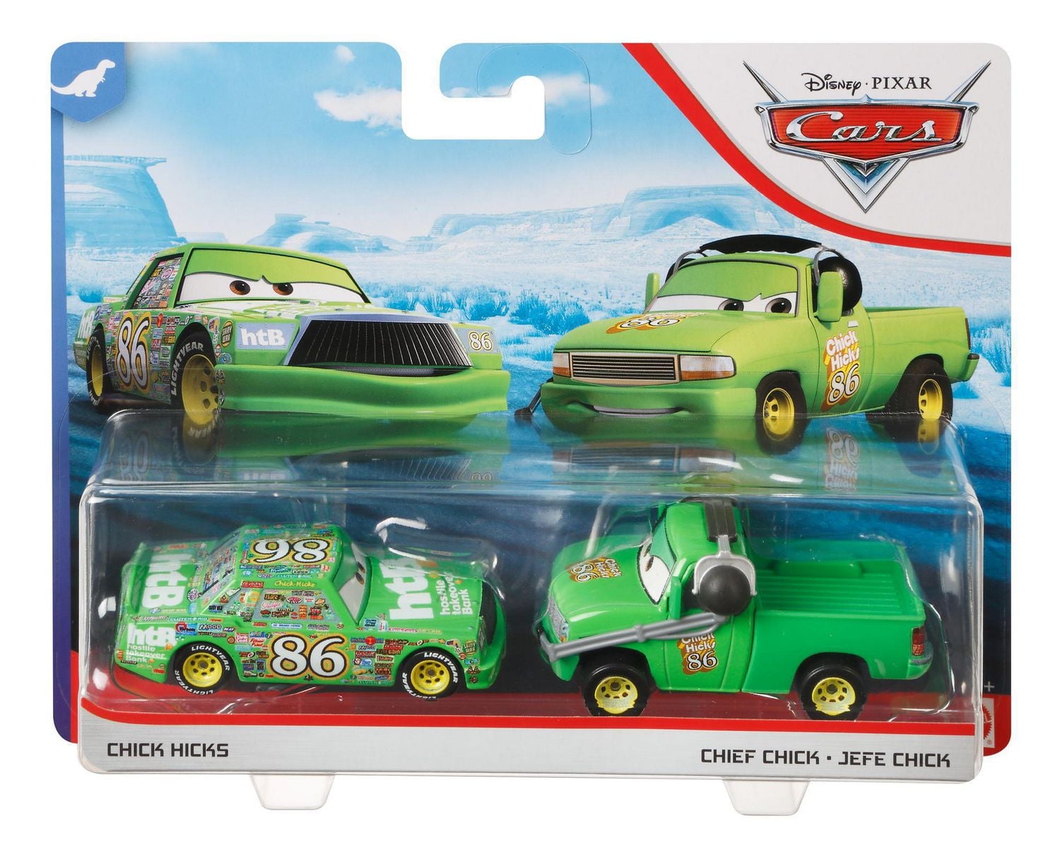 Disney and Pixar Cars Chick Hicks & Crew Chief Chick 2-pack 1:55 scale die-cast Toy Racers Character Vehicles Collectible Gift Set Kids 3 and Up