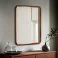 thumbnail image 3 of Magnifique Rectangle Arc Wall Mirror with Wood Frame for Bathroom Vanity 20" x 30",Walnut, 3 of 8