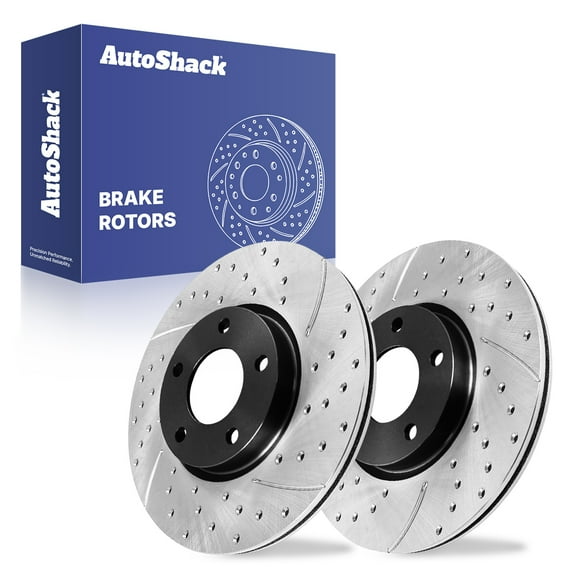 AutoShack Front Vented Drilled & Slotted E-Coated Brake Rotors 2-PC Set Replacement for 2004-2013 Mazda 3 2012-2017 Mazda 5 ShadowGuard 11.81" (299.9 mm)