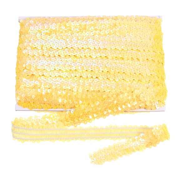 Uxcell 20 Yard x 1.2 Inch Elastic Sequins Trim for DIY Crafts Sewing Dress Yellow