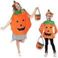 thumbnail image 1 of Disfraz de calabaza de Halloween para niños + bolsa de calabaza verde, 1 of 5
