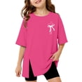 thumbnail image 2 of Girls T Shirts Crewneck Short Sleeve T Shirt Top Kids Modern Fit Cute Back To School Clothes Graduation Summer Blouse for Girls, 2 of 5