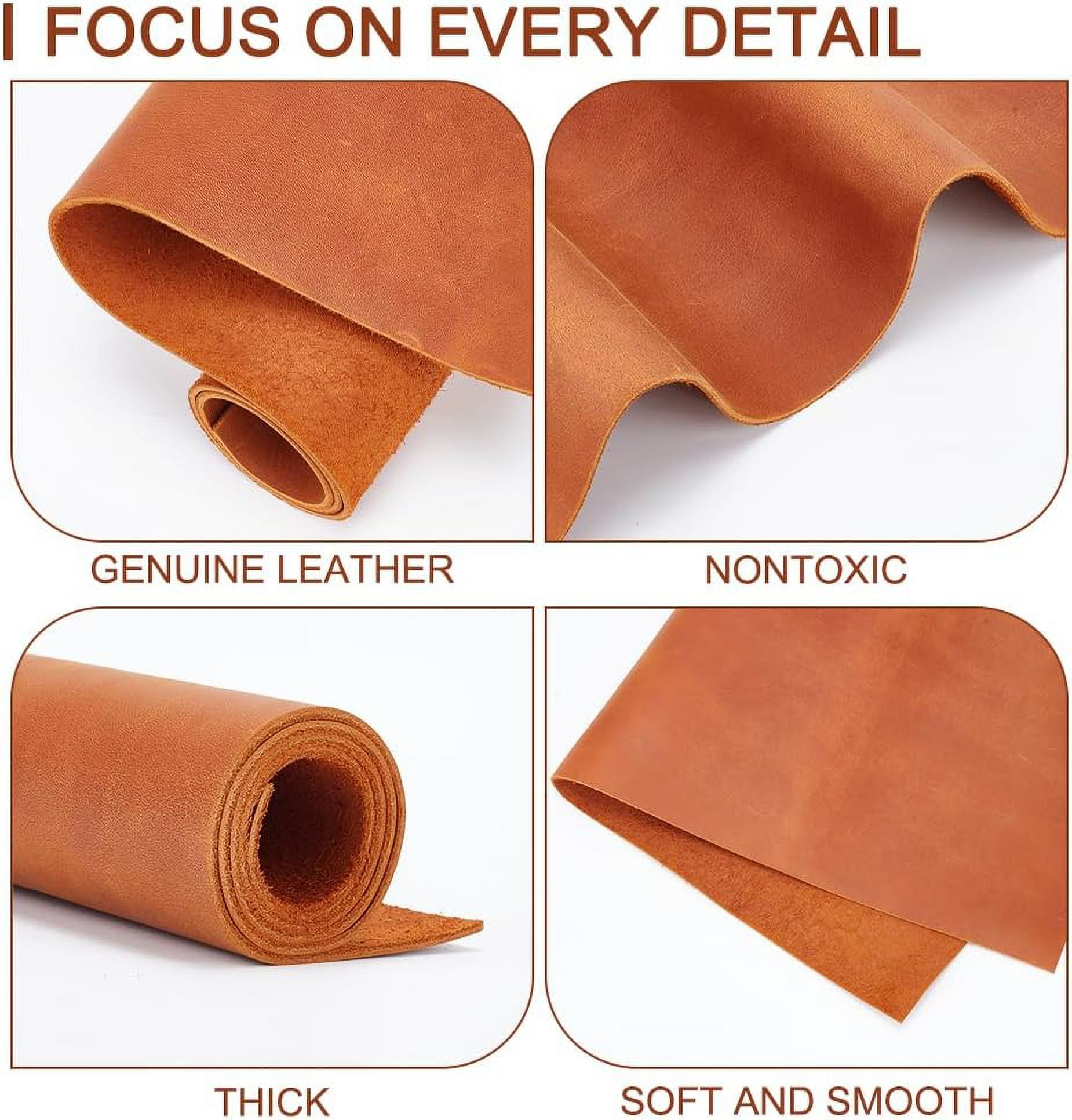 24×12" PU Leather Sheets 2mm Thick Tooling Leather Square Cowhide Craft Leather Pieces Rectangle Leather Fabric for Crafts Tooling Sewing Hobby Workshop Peru Peru