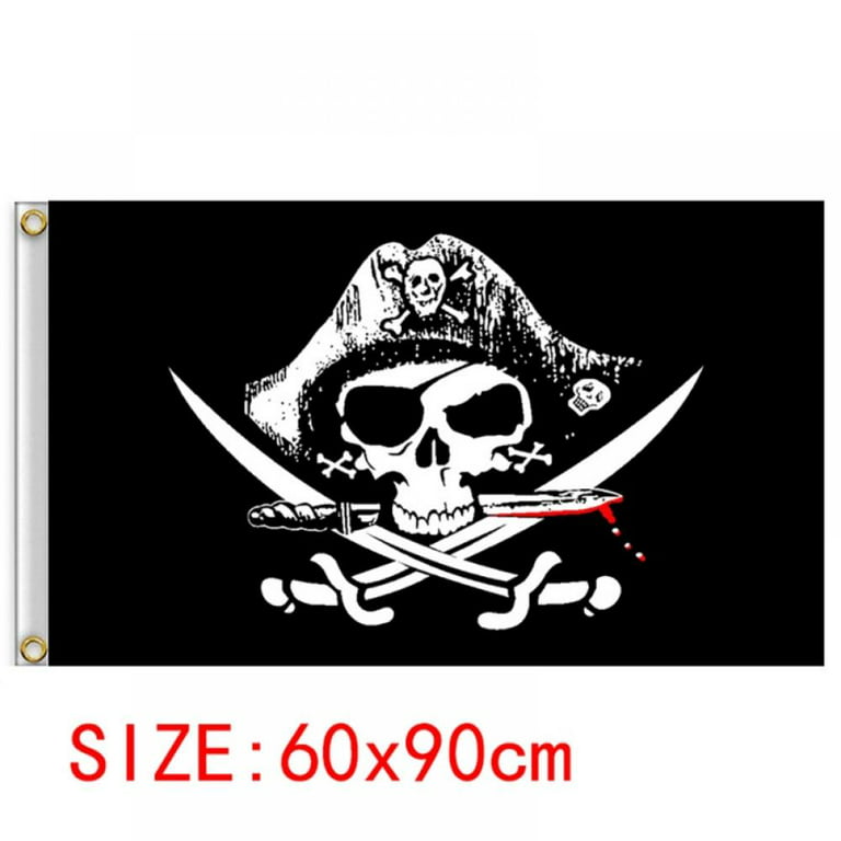 FLAGHUB 60X90 90X150cm Jolly Roger Skull Bone With Double Blades Pirate  Flag For Decoration
