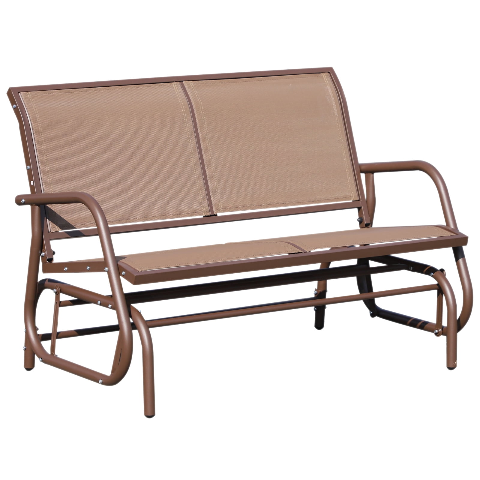 Outsunny Patio Double Glider Outdoor Steel Sling Fabric Rocking Bench