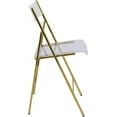 thumbnail image 5 of LeisureMod Transparent Acrylic Folding Chair, Iron Chrome Base, Comfortable Seat & Backrest, Multiuse Clear Desk Chair, No Assembly Needed in Gold, 5 of 16