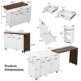 thumbnail image 3 of DTTRA 102" Rolling Kitchen Island with Extendable Table & Trash Storage, White, 3 of 9