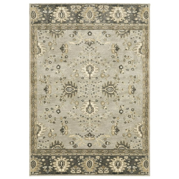 Oriental Weavers Florence Area Rug - 4928C - 7'10" x 10'10" - in Stone/ Brown - Vintage Inspired, Stain Resistant, Family and Pet Friendly , Dining, Living Room Rug