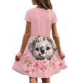 thumbnail image 5 of Uourmeti Koala Summer Short Sleeve Dress Kids Cute Swing Dresses with Pockets Cherry Blossom Casual Loose Crew Neck Mid-Length Dress for Girls 7-8 Years Old, 5 of 6