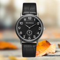 thumbnail image 2 of Reloj de cuarzo elegante con diseño de piedra monocular, marco negro, esfera grande y estilo moderno para el tiempo libre, 2 of 3