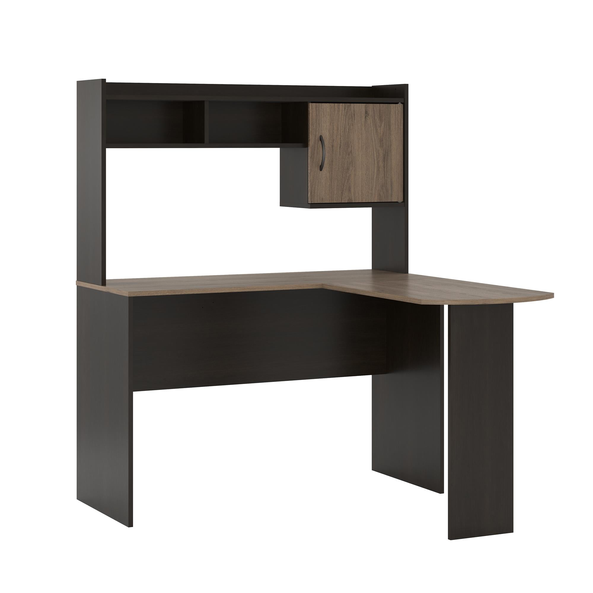 Mainstays L Shaped Desk with Hutch Black Oak Walmart