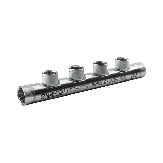 Colector Home-Flex Steel de 3/4 pulgadas FIP x 3/4 pulgadas D FIP 1/2 pulgada.