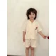 thumbnail image 1 of Conjunto de camisa de verano para niños, traje informal para hermanos, Top con flores bordadas, pantalones cortos, 2 uds., vestido con solapa de un solo pecho para niñas, 1 of 6