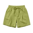 thumbnail image 5 of Beach Shorts Women Only Moment Womens Shorts Cotton and Linen Soft High Waist Shorts for Home,Summer with Pockets, Travel and Beach Vacation Green,L, 5 of 7