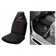 NFL Houston Texans 2 pc Front Floor Mats and Houston Texans Car Seat Cover Bundle