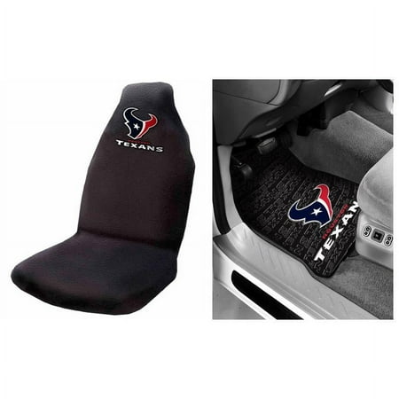 NFL Houston Texans 2 pc Front Floor Mats and Houston Texans Car Seat Cover Bundle