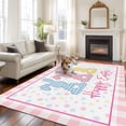 thumbnail image 2 of Easter Area Rugs 6'x9', Washable Small Throw Rugs for Kitchen Dining room, Spring Polka Dot Bunny Pink Plaid Checkered Indoor Outdoor Rug Non-Slip Low Pile Carpet Runner Reversible Floor Mats, 2 of 8