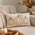 thumbnail image 4 of SDJMa Fall Pumpkin Lumbar Pillow Cover 12x20 Inch, Pumpkin Pattern Embroidery Cushion Case for Sofa Bed Couch Autumn Harvest Thanksgiving Party Farmhouse Home Decor, 4 of 5
