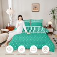 thumbnail image 3 of Castle Fairy Retro Vertical Stripe Twin Comforter Sets 2pcs,Minimalism Heart Dot Bedding Set,Emerald Green White,Reversible,1 Comforter and 1 Pillowcase, 3 of 6