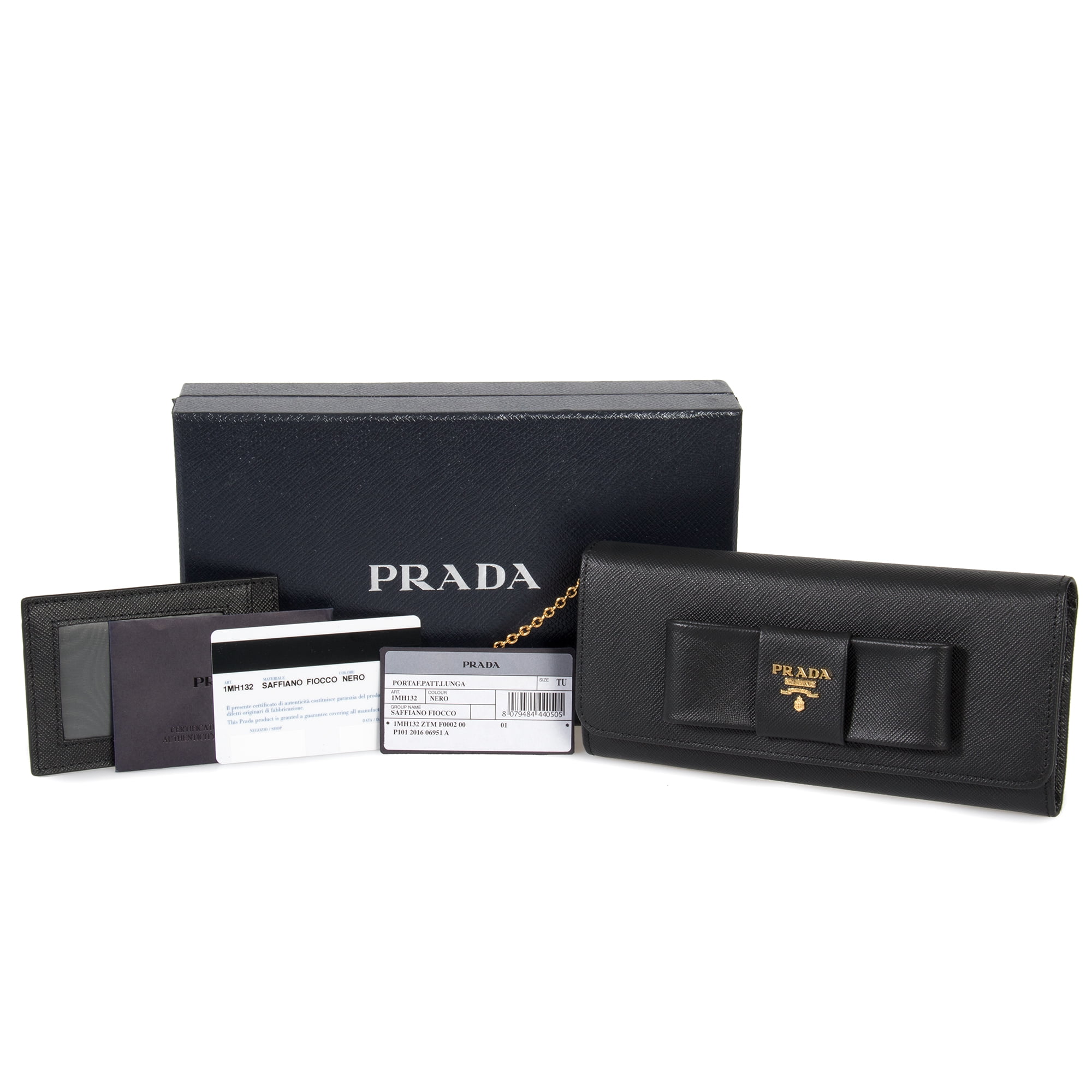 Prada PRD-WALL-1MH132-QME-F0236 Saffiano Leather Flap Wallet with Metal Bar  Detail, Beige - 7.5 W x 3.5 H x 1 D in.
