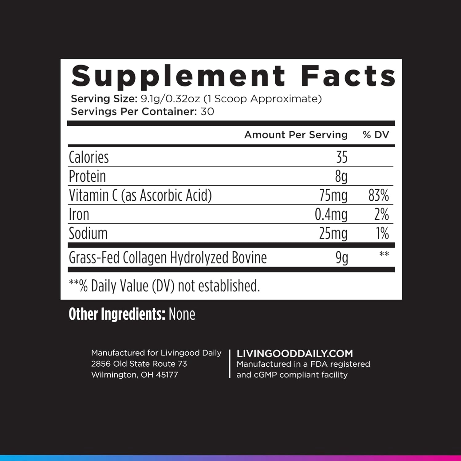 Livingood Daily Unflavored Collagen Powder for Women & Men, Hydrolyzed Collagen Peptides Powder with Vitamin C, Protein with 20 Amino Acids, Type I & III, Grass Fed, Keto, Paleo, Gluten Free, 30 Srvg
