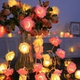 thumbnail image 4 of DAMAI 4.9 Feet 20 LED Rose Flower Fairy Lights String Lights Battery Operated Wedding Home Party Events Holiday Romantic Decoration (4.9 Feet 20 Led, Pink+Warm White), 4 of 9