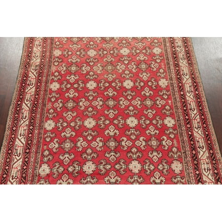 BLACK FRIDAY DEAL All-Over Vintage Rust & Ivory Geometric Hamedan Oriental Hand-Knotted Area Rug ...