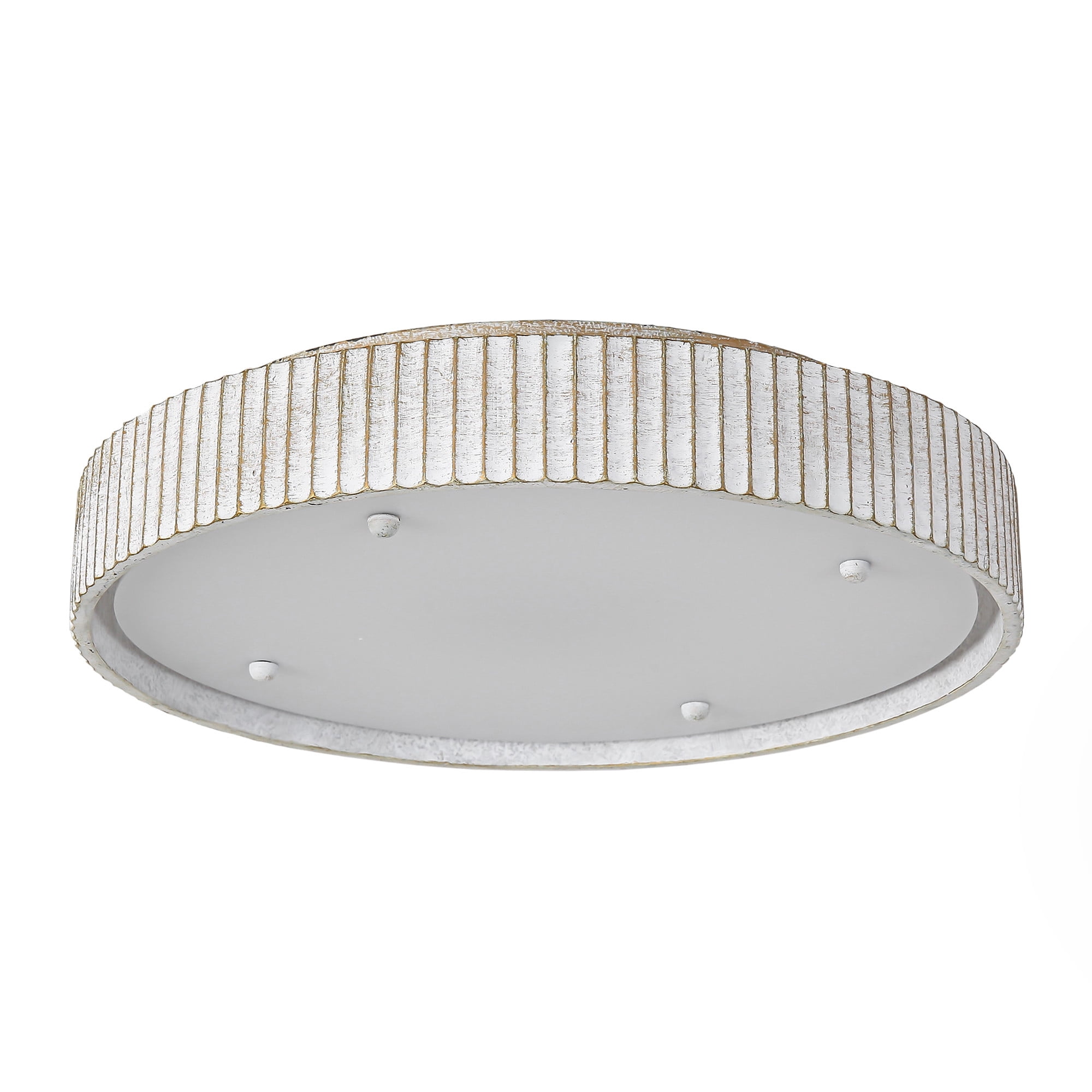 18" Dstressed White Drum Flush Mount LED Ceiling Light, 3CCT for Hallway Bathroom Kitchen or Stairwell