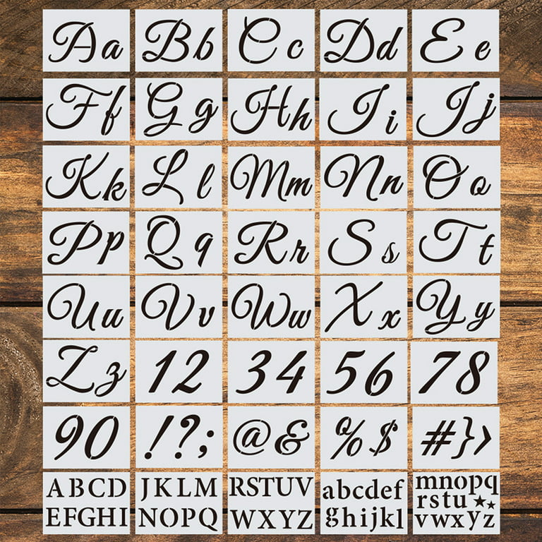 40 Pieces Letter Painting Stencils Reusable Cursive Letter Number Stencils  Calligraphy Alphabet Stencil Template Kit Letter Stencils for Painting on
