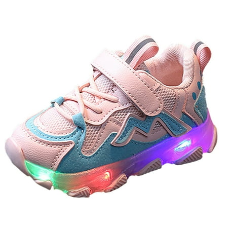 

Autumn New Children Shoes Kids Light Shoes Boys Sneakers Girls Soft Sole Breathable Glow Baby Sports Pink Mesh LED