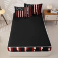 thumbnail image 4 of Manfei Red White Black Stripes Zipper Twin Comforter Sets with Fitted Sheet and 2 Pillowcases,Grunge Us Flag Zipper Bedding Set,Red Black,Black Reversible,4pcs, 4 of 8