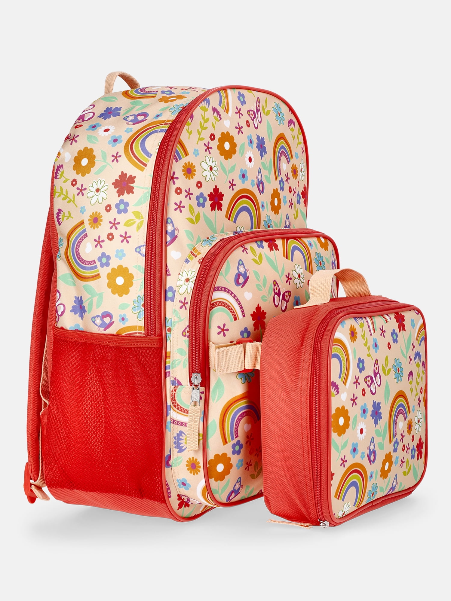 Wonder Nation Girl's 17" Rainbow Gardens Backpack & Lunch Set, Orange