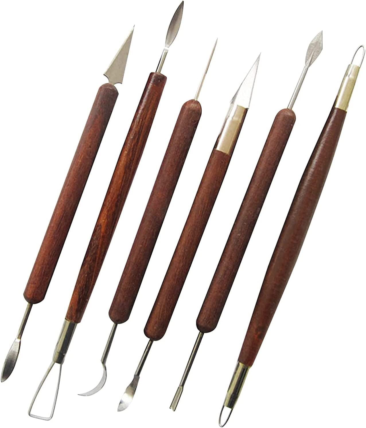 6 Pcs Clay Sculpting Tools Wax Carvers Tools Double-Ended Stainless Steel Wax Clay Sculpting Carving DIY Tools for Professional Art Crafts Clay Pottery Sculpture 