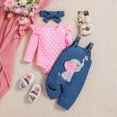 thumbnail image 2 of HCNTES Baby Girl Clothes Fall Winter 2 Pack Girls Outfits Infant Long Sleeve Dot Prints Romper Bodysuit Cartoon Suspender Pants Clothing Set Vacation Outfits For Girl, 2 of 6