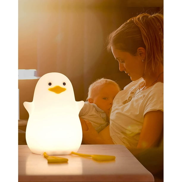 Cute Night Light for Kids Soft Silicone LED Touch Toddler Lamp with Timer USB Rechargeable Dim Feeding Warm White Nightlight Desk Bedside Bedroom