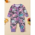 thumbnail image 2 of Suealasg Halloween Baby Girl Boy Pajamas Rompers Long Sleeve Pumpkin Print One-Piece Pajamas Infant Footie Pjs Newborn Zip Up Full Length Jumpsuits Sleepwear, 2 of 8