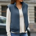 thumbnail image 5 of Busydd Womens Vests Outerwear Fashion Sleeveless Solid Color Ribbed Quilted Vest Casual Stand Collar Zipper Warm Winter Vest for Women with Pockets M, 5 of 5