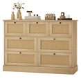 thumbnail image 6 of Homfa Rattan Dresser, 7 Drawer Combo Double Dresser, Modern Wicker Chest for Bedroom, Burlywood, 6 of 8