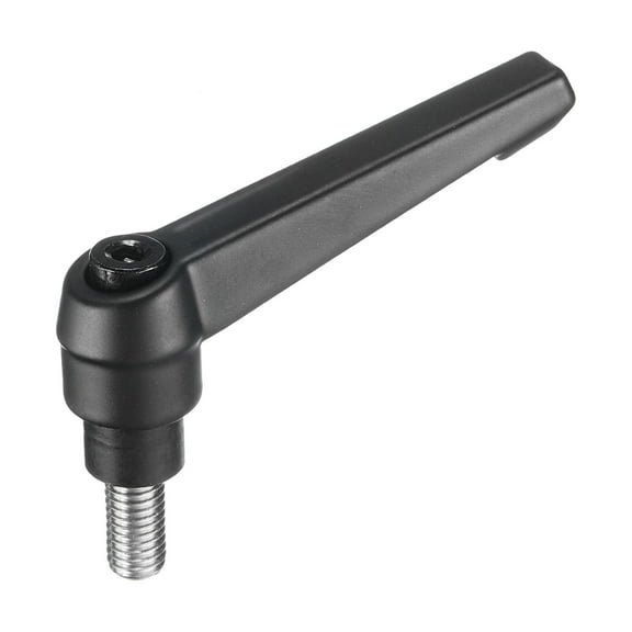 Uxcell Clamping Lever Adjustable Handle M8 x 15mm Metric 304 Stainless Steel Threaded Stud Hand Knobs, Black