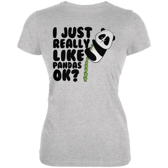 I Just Really Like Pandas Cute Juniors Soft T Shirt Heather MD