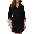 thumbnail image 3 of Lixiuxyad Soft Velvet Cozy Sleep Robe,Black, 3 of 6