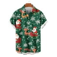 thumbnail image 4 of SERTG Men's Christmas Print Short Sleeve Shirt Lapel Collar Button Front Resort Casual Hawaiian Shirt Men Christmas Gifts Tops(Army Green,2XL), 4 of 6