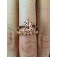 thumbnail image 2 of Antique Milgrain 1.25 carat Round Cut Morganite and Diamond Bridal Wedding Ring Set in Rose Gold, 2 of 2